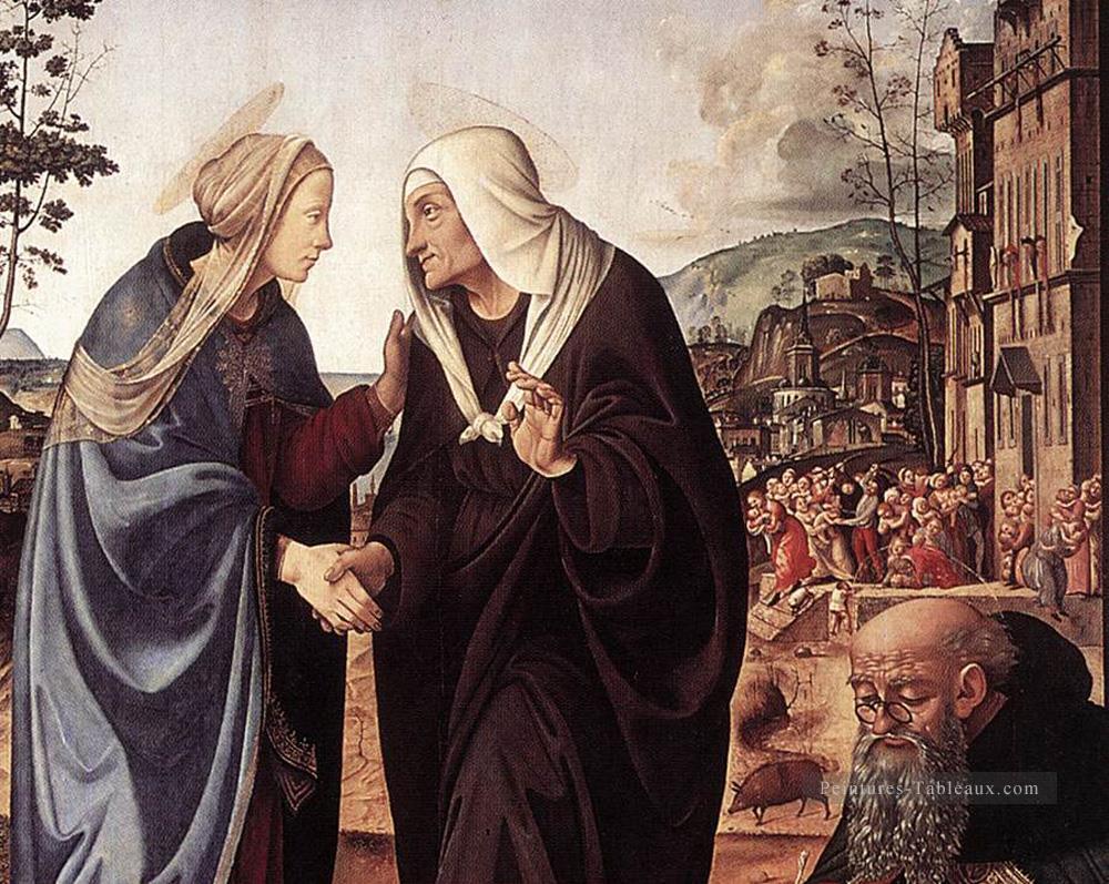 La visitation avec Sts Nicholas et Anthony 1489 dt1 Renaissance Piero di Cosimo Peintures à l'huile